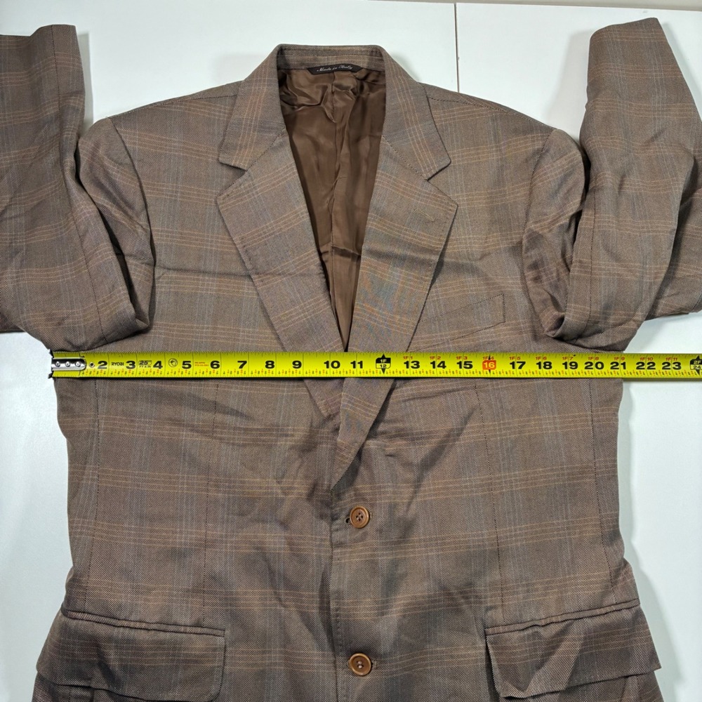 Canali Silk Wool Blazer 42R (EU52R) Brown Glen Plaid Made in Italy Sport Coat - Picture 7 of 11
